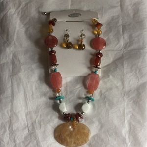 Winnity Genuine stone Necklace and Pierced earring set